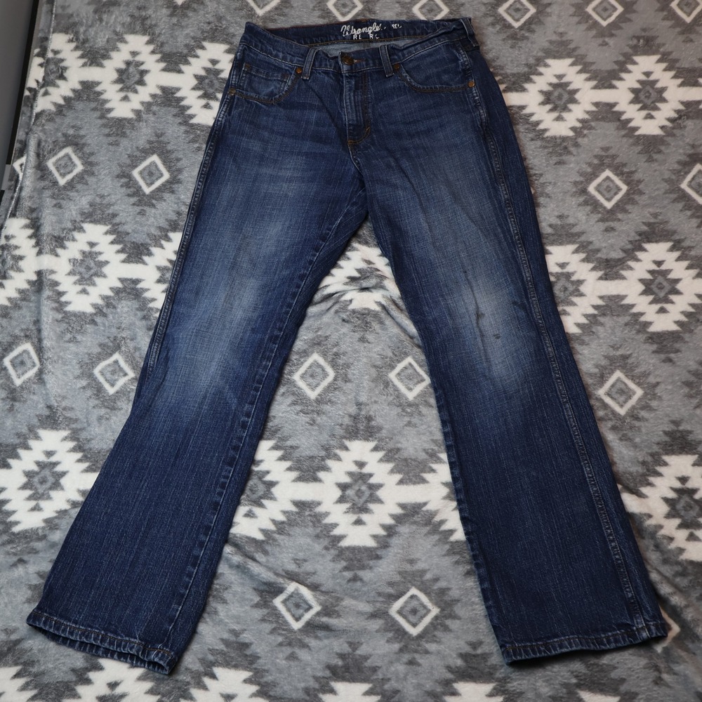 Wrangler Retro Relaxed Bootcut Jeans Mens 32x32 Dark Wash Denim Blue WRT20DD